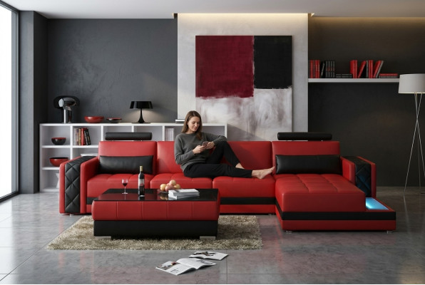 Divano ad angolo in pelle Big XXL a forma di U, nuovo set di divani H2211B.