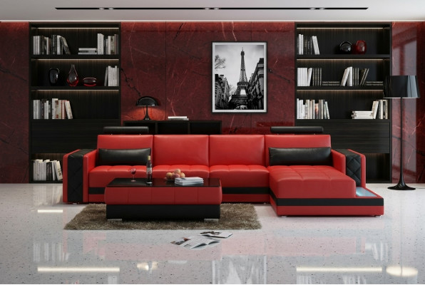 Divano ad angolo in pelle Big XXL a forma di U, nuovo set di divani H2211B.