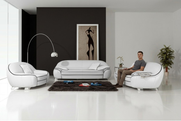 Set divano in pelle con cuscino divano 3+2+1 completo 2705.