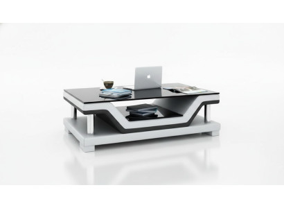 Tavolino design in pelle e vetro moderno #SB3009