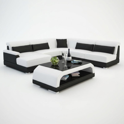 Tavolino design imbottito in pelle e vetro moderno Tavoli 6108