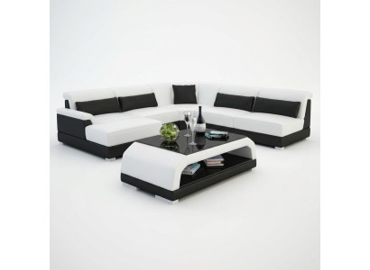 Tavolino design imbottito in pelle e vetro moderno Tavoli 6108