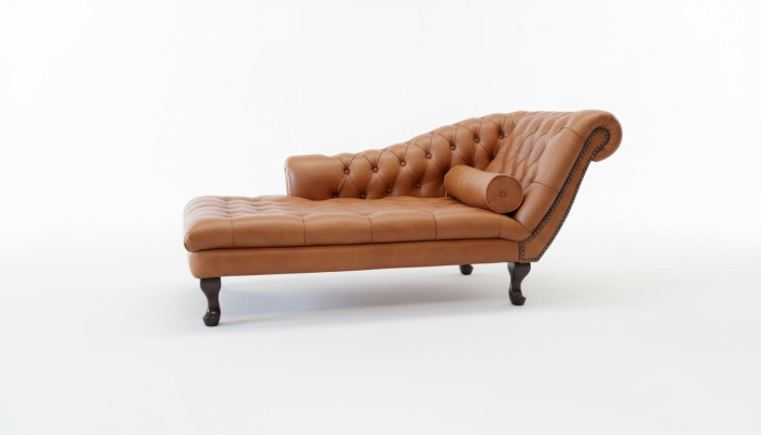 Chesterfield Chaiselongues Liege Pouf Divano in Vera Pelle Relax Chaise Nuovo
