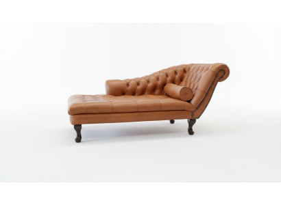 Chesterfield Chaiselongues Liege Pouf Divano in Vera Pelle Relax Chaise Nuovo
