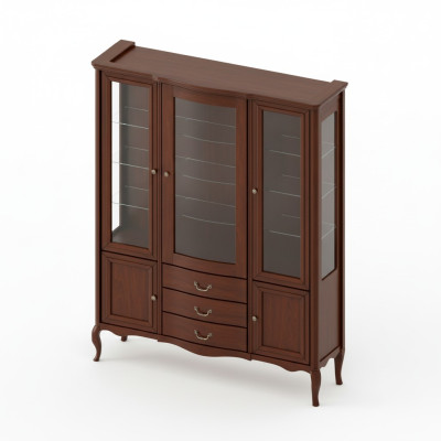 Grande armadio in legno massiccio rustico Vetrina classica Armadio con vetrina PR-W3