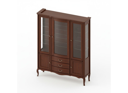 Grande armadio in legno massiccio rustico Vetrina classica Armadio con vetrina PR-W3
