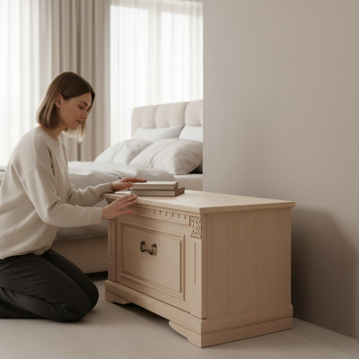 Comodini classici - Comodino - Consolle notturna - Tavolo in legno massiccio stile coloniale.