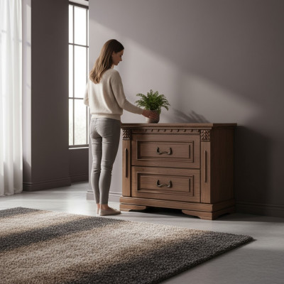 2x Set di comodini classici comodino console da comodino in legno massello OSZN
