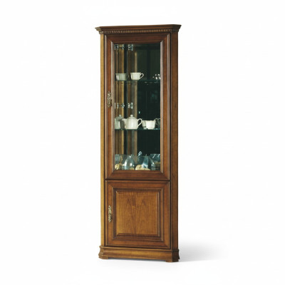 Vetrina classica Vetrina angolare Mobile da esposizione in legno massiccio per collezionisti Vetrine