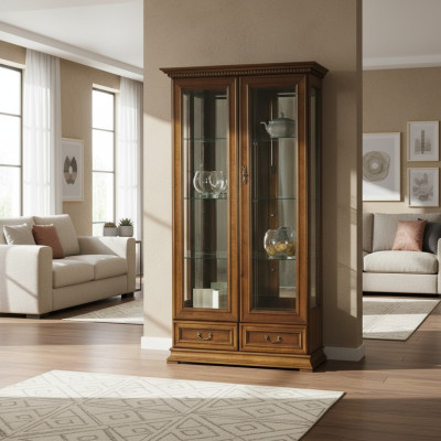 Vetrina classica Armadio in vetro Armadio Massiccio Vetrinetta Vetrine Nuovo R-W3