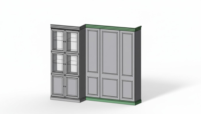 Barra di chiusura classica per pannello, set L, elemento R per sistema armadio BA-26.