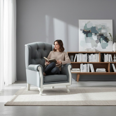 Chesterfield poltrona ala Sedia imbottita Divani televisivi Ufficio in pelle Tessuto