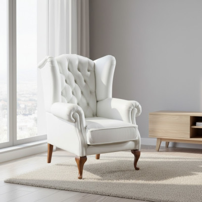 Chesterfield poltrona con ala poltrona imbottita divano per ufficio in vera pelle CL-F3