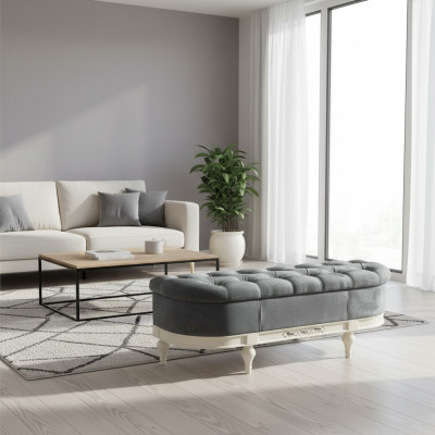 SGABELLO CLASSICO RETRÒ RUSTICO POGGIPIEDI POUF PANCHINA PANCA - FL-P1A