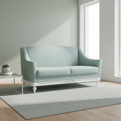 Divano Chippendale 2 posti in stile country, divano in tessuto con struttura in legno, insieme da designer FL-2Siz.