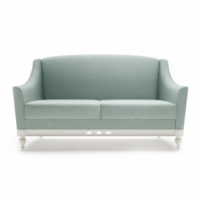 Divano Chippendale 2 posti in stile country, divano in tessuto con struttura in legno, insieme da designer FL-2Siz.