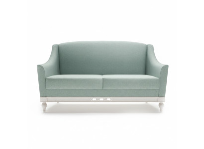 Divano Chippendale 2 posti in stile country, divano in tessuto con struttura in legno, insieme da designer FL-2Siz.