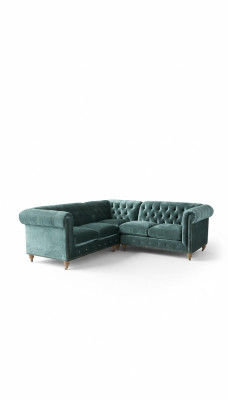 Divano angolare Chesterfield in pelle divano tessuto tessuto imbottito angolo nuovo