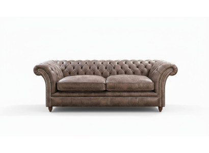 Divano Chesterfield 3 posti in pelle e tessuto 161013-24