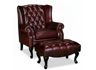 Chesterfield poltrona con poggiatesta + pouf poltrona divano set imbottito in pelle tessuto 16101330