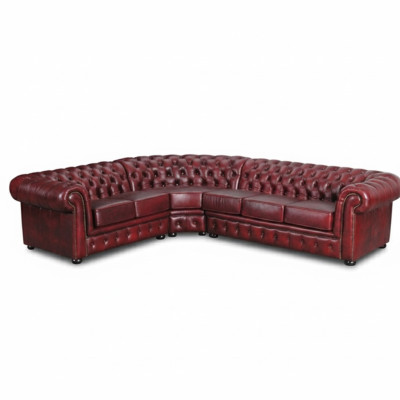 Divano angolare Divano Divano Imbottito Angolare Chesterfield in Pelle al 100%