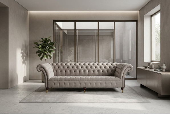 Divano Chesterfield a 4 posti XXL, designer imbottito, divani, set di divani.