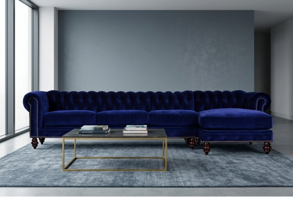 400 cm Bix XXL divano imbottito in tessuto in pelle Chesterfield set da salotto 2016060.