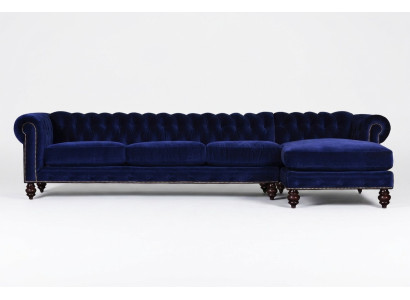 400 cm Bix XXL divano imbottito in tessuto in pelle Chesterfield set da salotto 2016060.