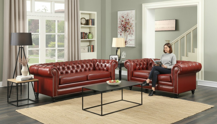 Divano Chesterfield marrone 3 + 2 posti, poltrona da designer per divani.