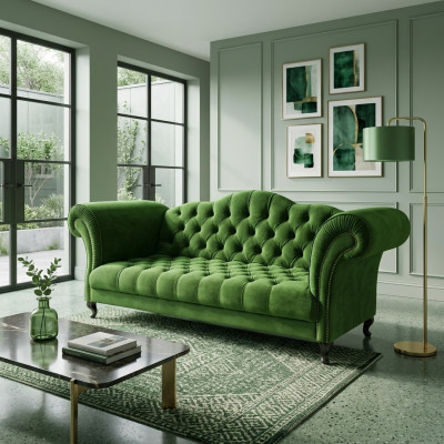 Divano Chesterfield a 3 posti Imbottito Design divani divani Set SL Sofa 49
