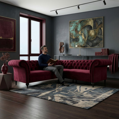 Chesterfield Divano ad angolo Divano ad angolo Divano design Divano Velluto Divano in pelle SLIII Divano №82