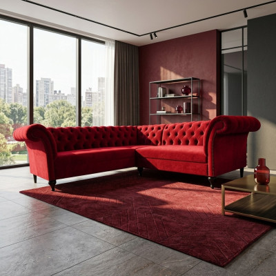 Designer Divano d'angolo Chesterfield rosso moderno Divano d'angolo Mobili di design