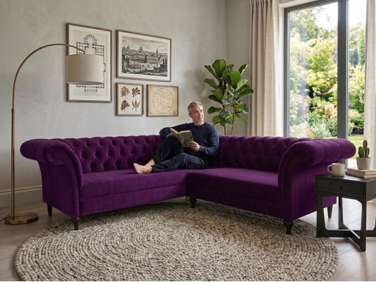 Divano angolare Chesterfield divano angolare divano designer in velluto divano in pelle