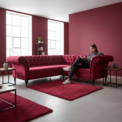 Divano Chesterfield moderno, divano angolare designer, divano in velluto o pelle.