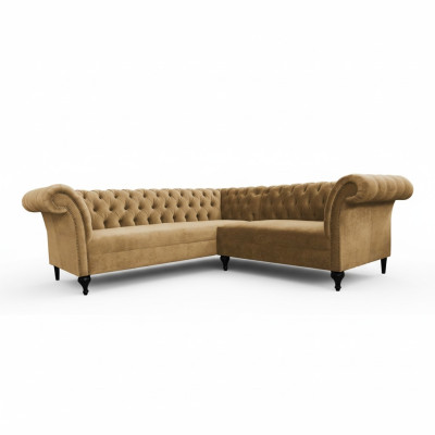 Chesterfield divano ad angolo moderno design in velluto e pelle