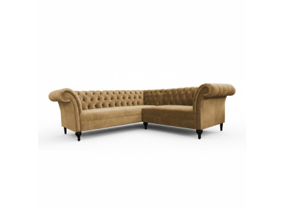 Chesterfield divano ad angolo moderno design in velluto e pelle