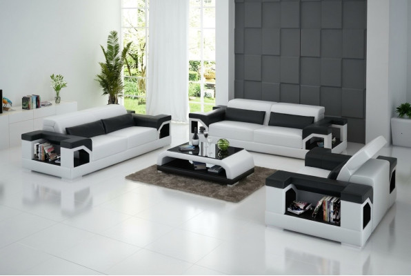 Divano in pelle Divano Salotto Set divano 3+2+1 posti Design moderno Sofa