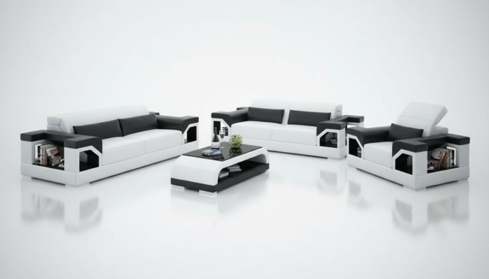 Divano in pelle Divano Salotto Set divano 3+2+1 posti Design moderno Sofa