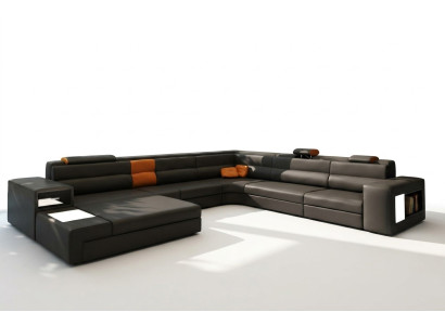 Divano ad angolo Divano Divano Set di mobili imbottiti Design Tessuto Pelle Paesaggio abitativo