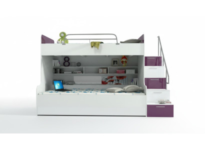 Letto a castello a due piani Letto a castello Letto Letto per bambini Letto per ragazzi Letto a soppalco Nuovo Viola/Bianco