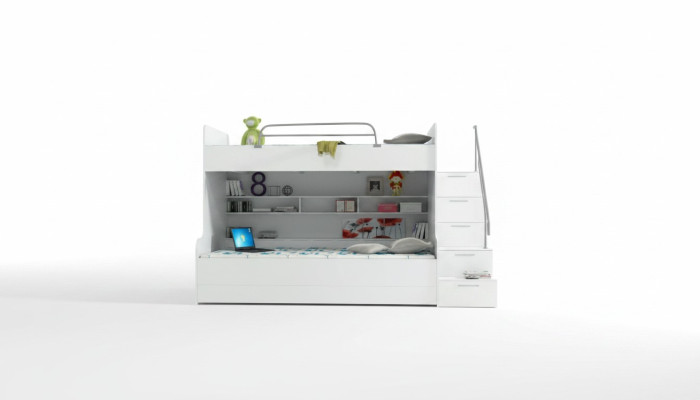 Letto a castello a due piani Letto a castello Letto Letto per bambini Letto per ragazzi Letto a soppalco Nuovo Bianco / Bianco