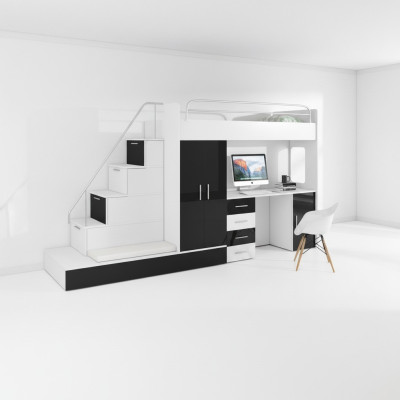 Camera per ragazzi Letto Letto a castello Scrivania Armadio RAJ 5S