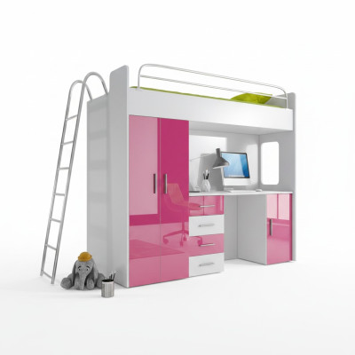 Esclusivo letto a castello + scrivania + armadio guardaroba in stile moderno per il tuo bambino in legno.