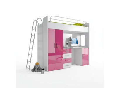 Esclusivo letto a castello + scrivania + armadio guardaroba in stile moderno per il tuo bambino in legno.