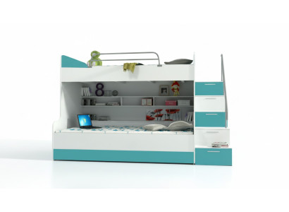 Letto a castello moderno in stile moderno turchese per la tua camera per bambini.