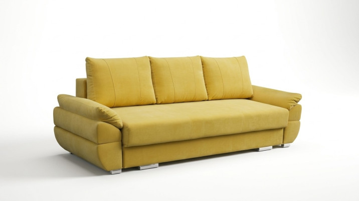 Divano letto a tre posti con divano a ribalta e funzione letto incluso vano contenitore.