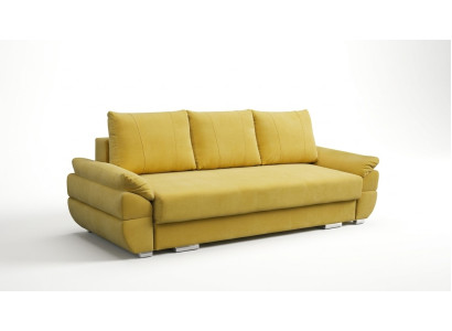 Divano letto a tre posti con divano a ribalta e funzione letto incluso vano contenitore.