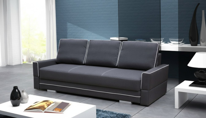 Divano letto a tre posti con funzione letto e vano contenitore, divano letto pieghevole.