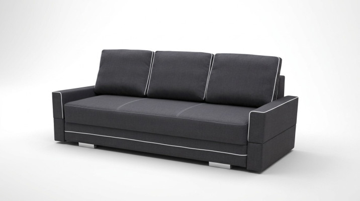 Divano letto a tre posti con funzione letto e vano contenitore, divano letto pieghevole.