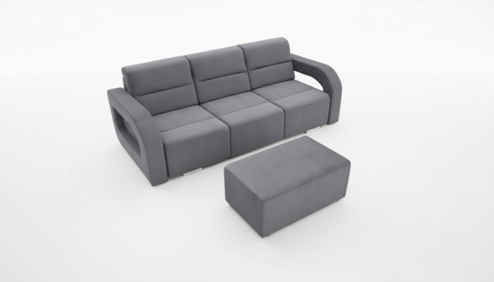 Divano letto a tre posti con funzione letto e contenitore per biancheria, divano letto a ribalta.